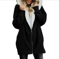 Дамски зимни палта топли, дамски ежедневни палта дълги ръкави твърди качулки жилетка с цип суичъри блуза качулка върхове chaquetas de invierno para mujer