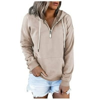 Leey-World Hoodies за жени и небрежен дълъг ръкав с джобни пуловер женски дрехи суичъри качулки Женски качулки Голяма жена