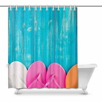 Ярки джапанки на ярки джапанки на дървена дъска водоустойчив душ завеса декор за тъкани баня комплект