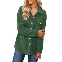 Якета ketyyh-chn за жени бизнес солидни блейзър палта дълги ръкави елегантни разхлабени якета зелени, xl