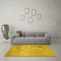 Ahgly Company Indoor Rectangle Abstract Yellow Contemporary Area Rugs, 5 '7'