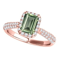 Aonejewelry 3. Ct. TTW Diamond и Emerald във формата на зелено аметистов пръстен в 10K розово злато