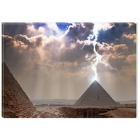 Startonight Canvas Wall Art Egypt Pyramid Lightning USA Design за декор за дома, осветена африканска живопис модерно платно произведение на изкуството в рамка, готова да виси голям