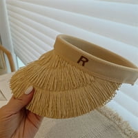 Стилищ в стила на блясъка широка слама шапка с косъм, перфектен за защита на плажната ваканция, останете стилни засенчени през цялото лято