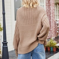 Теглени женски пуловер пуловер Crewneck Сладки печат плетен пуловери