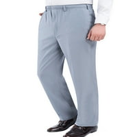Мъже панталони прави дъна на краката еластични панталони за талия Мъжки леки шезлонги Бизнес светло сиво 5xl