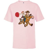 Тениска на бандата на Disney Pixar Toy Story Woody's Roundup-тениска с къс ръкав за деца-персонализирано меко розово розово
