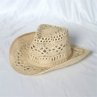 Честита дата Западния каубой ръчно изработена сламена шапка на открито морски плажен шапка слънцезащитен крем слънчеви орехи закръглени шапки