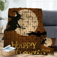 Хелоуин одеяло с калъф за възглавници, селска есенна оранжева тиква и кленови листа Деня на благодарността за спалня Дневна общежитие за домашно декор,365,59x79 ''
