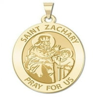 Свети Захари Религиозен медал - Овален размер на стотинка, солидно 14K жълто злато