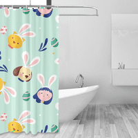 Великденски зайче завеса за душ с куки, коледни завеси за баня за баня декор с куки
