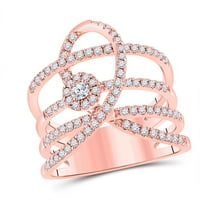 14k розово злато кръг диамантен контур Strand Fashion Ring Cttw