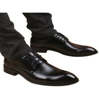 Мъжки обувки Avamo Men's Dress Lace Up Oxfords, заобиколени кожени обувки Бизнес апартаменти Парти гланцово официално гланцово черно 5