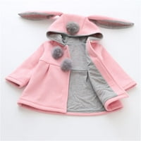 Pfysire бебе момичета зайче заек уши с качулка яке за палто изстрелва червено 2- години