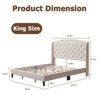 Скоро Buy Full Queen King Platform Bed Frame, тапицирана табла за крило, бежово