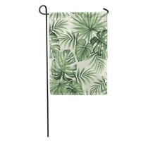 Зелен модел тропически екзотични палмови листа листо дърво флорално растение градина декоративен флаг къща банер