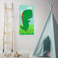 Неудобни стилове зелен динозавър готов за окачване на картин